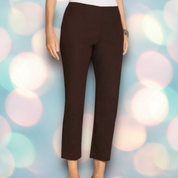 Chico’s Women’s Plus Size Brown Mid-Rise Cropped Pants Slacks Size 3 (XL 16) - Picture 1 of 6